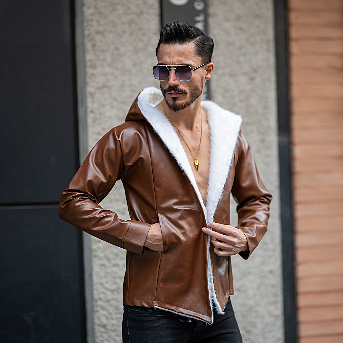 شنل چرم joly عسلی